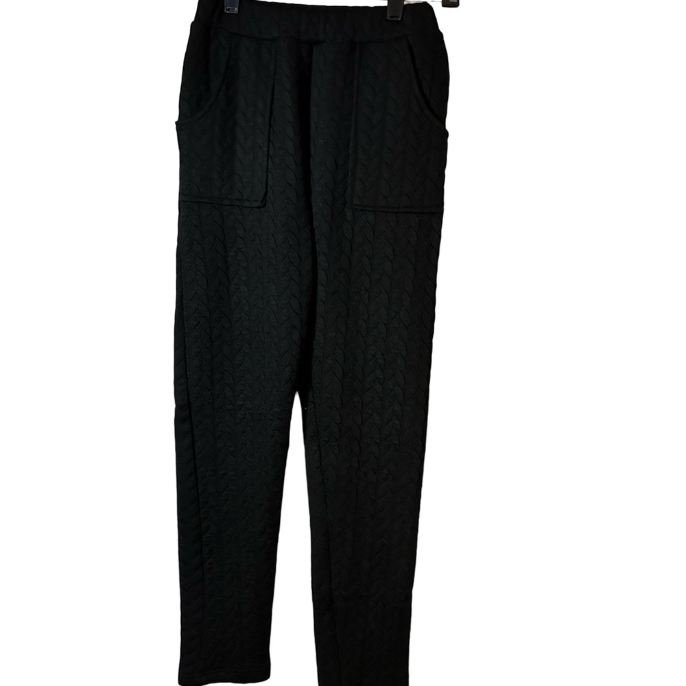 Source Unknown Black Cable Knit Two-Piece Jumpsui… - image 4